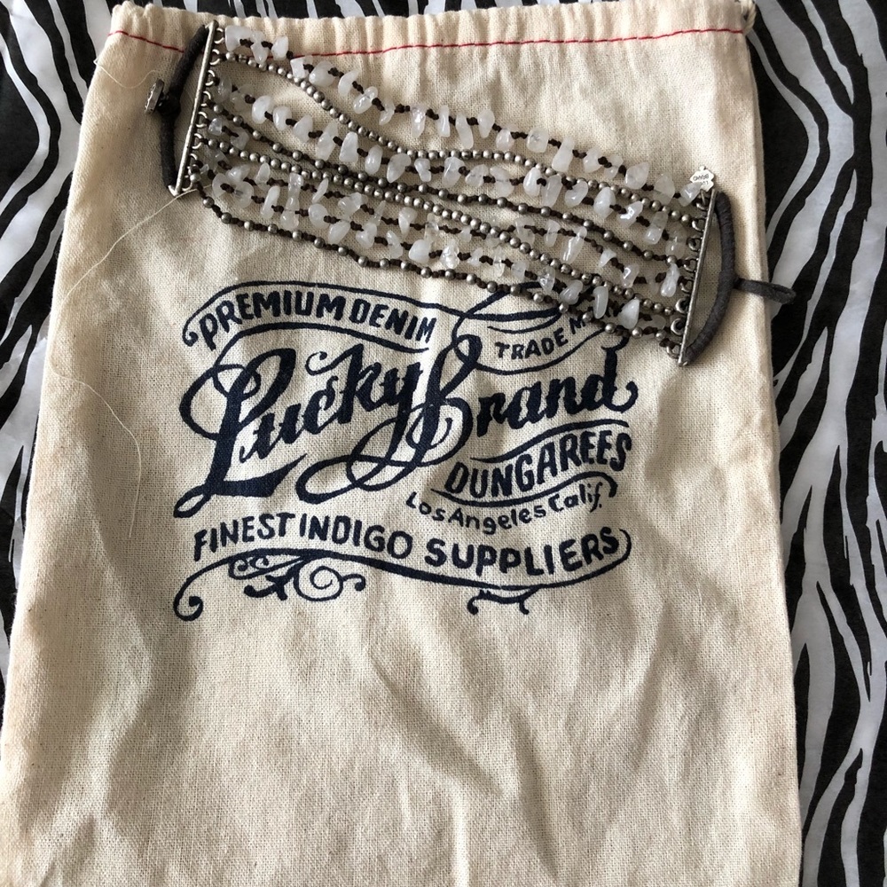 Lucky Brand Bracelet -Silver, White glass beads